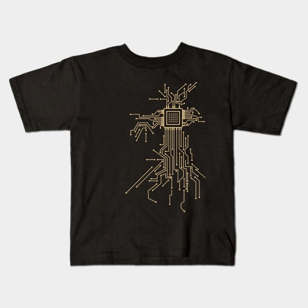 Cyborg Processing Kids T-Shirt by Blerdy Laundry